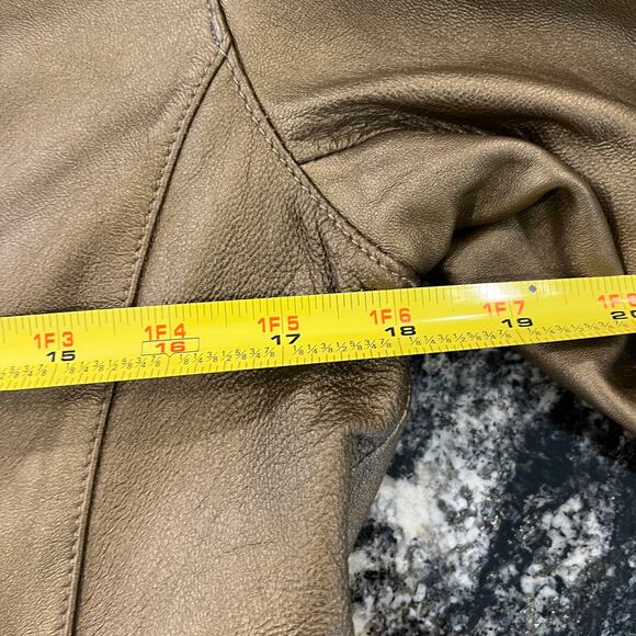 CAbi Metallic Gold Leather Blazer Jacket - SIZE 8 - Picture 8 of 11